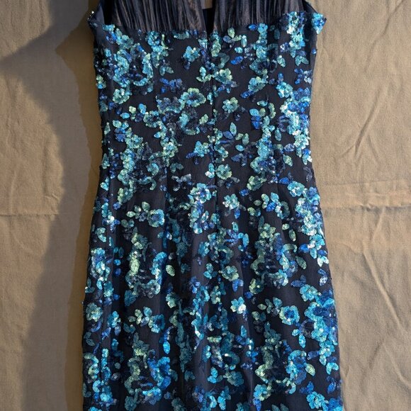 Belle Badgley Mischka Paris Dress blue size 4 cocktail sequin BNWT - Picture 4 of 11